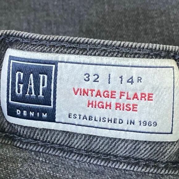 Gap Vintage Flare Women's Black High Rise Straight Leg Denim Jeans Pants Size 32 - Picture 4 of 5